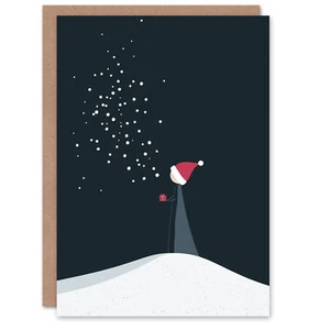 Nikolausmütze Kind Geschenk Schnee minimalistisch modern festlich Xmas Weihnachtskarte - Bild 1 von 6