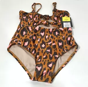 Art Class Girls' M (8) Wild Cat Leopard Spot Printed One Piece Cut Out Swimsuit - Picture 1 of 9