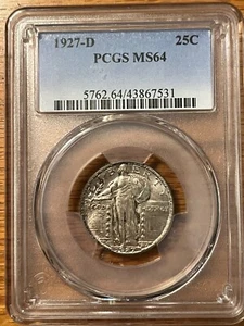 1927-d. Standing Liberty quarter PCGS 64 scarce ! - Picture 1 of 6