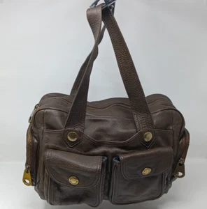 Marc Jacobs Women's Dark Brown Leather Double Handle Satchel Shoulder Handbag - Picture 1 of 23