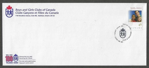 2000 Boys and Girls Clubs of Canada 100th Anniversary Limited FDC Cover