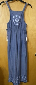 Chelsea & Violet Girls 1 Pc M Sleeveless Denim Embroidered Romper - Picture 1 of 9