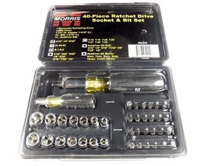 40 Piece Ratchet Drive Socket & Bit Set, Reversible Ratcheting Driver #54220 - Picture 1 of 12