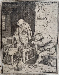 Adriaen van OSTADE "The Smoker and the Drinker" 1682 Etching - Picture 1 of 2