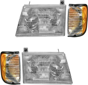 OE Style Fit 1992-2007 Ford Econoline E150 E250 Headlights+Corner Parking Signal - Picture 1 of 6