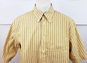 Consensus Performance Men's Short Sleeve Button Collar Shirt Med Stripe Pocket - Picture 1 of 8
