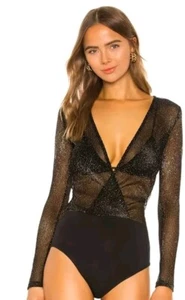 Superdown Wilhemina Body Schwarz & Gold Glitzer Metallic Medium Transparent NEU! - Bild 1 von 10