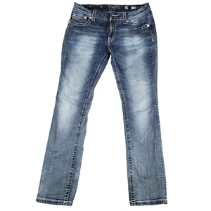 MISS ME Jeans Size 30x33 Bling JE8606ETL Standard Easy Straight Blue Wash Denim - Picture 1 of 8