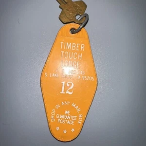Vtg Timber Touch Lodge Lake Tahoe  California Keychain #12 With Star Key Orange - Picture 1 of 7