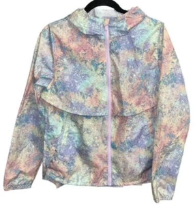 All In Motion Windbreaker Rain Jacket Girls XL (14/16) Pink Purple Hood Full Zip - Picture 1 of 1