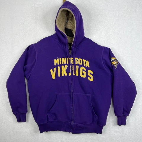NFL Minnesota Vikings Sherpa Lined Jacket Full Zip Hoodie Mens XXL 2XL Purple Cover