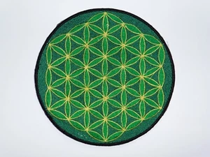 Round Sew On Patch Nepalese Embroidered 15.4cm Flower of Life - Various Colours - Picture 1 of 22