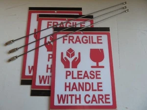 LUGGAGE TAGS LOT OF 3- FRAGILE HANDLE WITH CARE - 5 X 4, LAMINATED, LIGHT WEIGHT - Picture 1 of 9