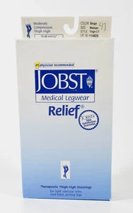 Jobst Medical Legwear Relief Moderate Compression Thigh High Beige Medium 114823 - Picture 1 of 3