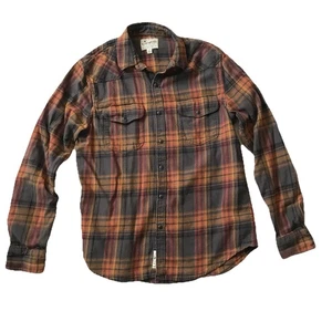 Camisa de franela manga larga a cuadros roja gris camel LUCKY BRAND para mujer S - Imagen 1 de 13