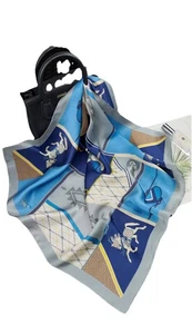 26 Zoll x 26 Zoll blau Pferd Druck reine Maulbeersatin Seide 12 momme Schal 65 x 65 cm 429 - Bild 1 von 7