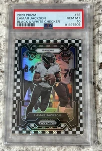 2023 Panini Prizm Black & White Checker Prizm Lamar Jackson #18 PSA 10 GEM MT - Picture 1 of 2