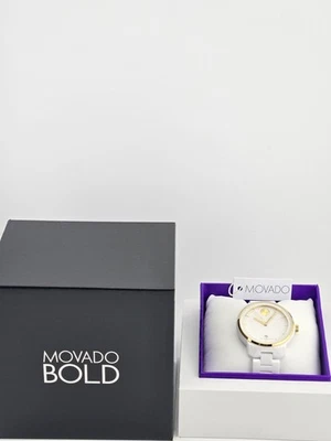 Movado Bold Verso Women's Gold Accent White Ceramic Watch - 3600934 ($895 MSRP) - Image 1 of 4