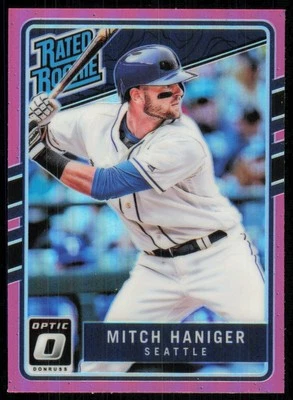 2017 Donruss Optic Pink Prizm Rated Rookie Mitch Haniger Seattle Mariners #64 - Image 1 of 2