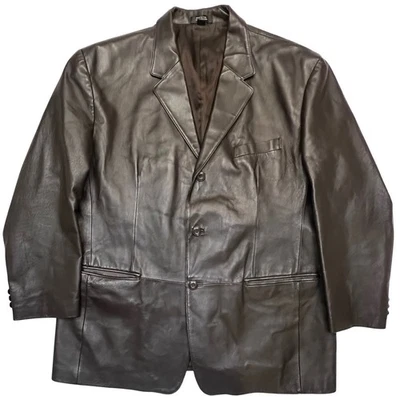 Chaqueta Blazer J Ferrar Para Hombre Marrón Oscuro Años 90 Clásica Cuero Genuino Retro XL Foto 1 de 4