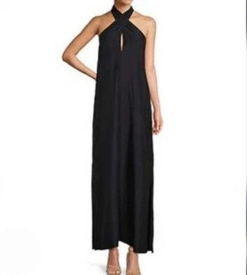 Antonio Melani maxi dress M navy blue lyocell Sondra halter long keyhole new$180 - Image 1 of 4