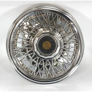 Vintage Wire Wheel Hubcap Cover 15 Inch Chrome Mancave Auto Part Car Decor - Picture 1 of 4