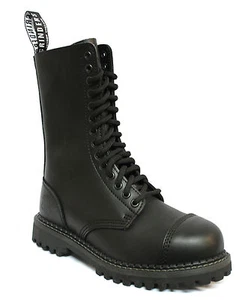Grinders Männer formale schwarze 14 Eye Leder Militäruniform Stiefel - Bild 1 von 11