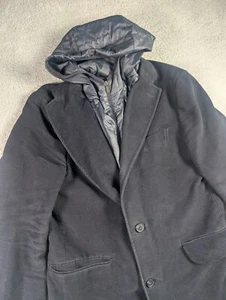 Massimo Dutti Blazer Jacket Mens 42 Navy Blue Dress Clothes Trench Coat - Picture 1 of 12