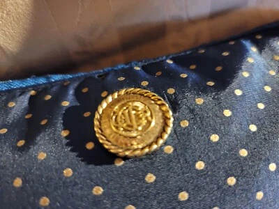 Christian Dior Zipper Blue/gold Monogram Polk A Dot Cosmetic Makeup Bag W Tassel - Image 1 of 4