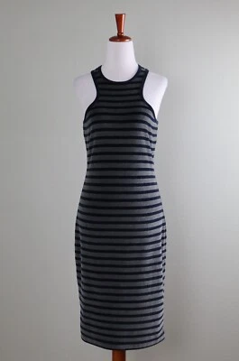 Vestido sin mangas T ALEXANDER WANG $350 gris terciopelo rayas espalda cruzada talla pequeña Foto 1 de 4