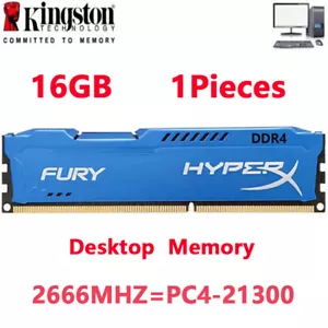 HyperX FURY DDR4 16GB 2666 PC4-21300 Desktop RAM Memory DIMM 288pin 1.2V 1X16GB - Picture 1 of 10