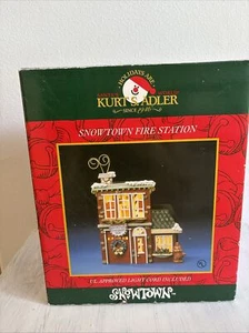 Kurt S. Adler Snowtown Fire Station, Lighted House Christmas Village w/ Box - Picture 1 of 8