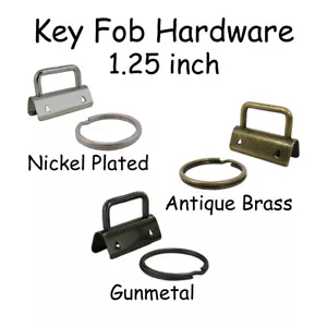10 Key Fob Hardware w/ Key Rings Sets - 1.25" (32 mm) - Pick Finish + Instruc. - Picture 1 of 4