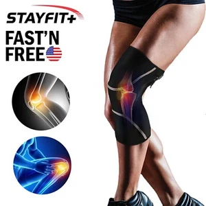 Knee Brace Weight Lifting Support Sleeve Compression Fitness Pain Relief - Picture 1 of 11