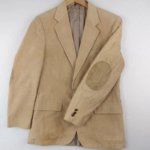 VTG McGregor Mens Corduroy Blazer Tan Wide Whale Sport Coat Elbow Patch Academia - Picture 1 of 24