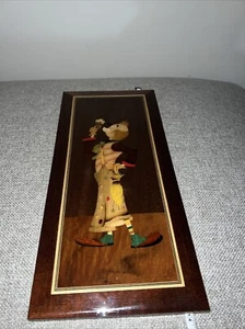 Vintage italienisches Holz Intarsien Clown Kunst Bild - Bild 1 von 4