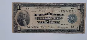 1918 $1 Federal Reserve Bank of Atlanta Georgia - Picture 1 of 2