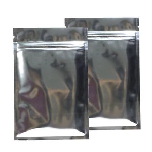 100/500 Glossy Silver Smell Proof Mylar Foil Bags Resealable Zipper Seal Pouch - Picture 1 of 12