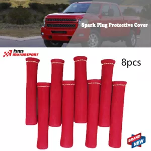 8Pcs Spark Plug Wire Boots Heat Shield Protector Sleeve SBC BBC 350 1200° Red - Picture 1 of 7