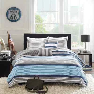 New Intelligent Design Blain Quilted Coverlet Set (Full/Queen) 5pc - Blue - Image 1 of 4