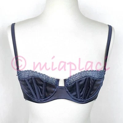 Sutiã novo com etiquetas La Perla mistura de seda cintilante Soutache carioca #906065 azul 32B - Imagem 1 de 4