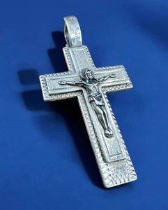 BIG SALE cross old STERLING SILVER 925 Icon Pendant amulet jewelry vintage gift - Picture 1 of 21