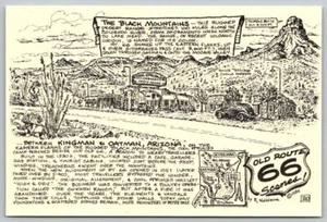 Between Kingman & Oatman Arizona Old Route 66 Signed R. Waldmire 1990 Postcard - Picture 1 of 2