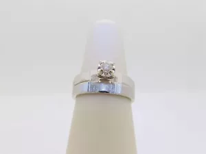 Juego nupcial vintage de diamantes de oro blanco de 14k boda natural 14K talla sólida 5 R733 - Imagen 1 de 9