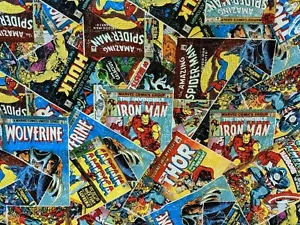 Retro Marvel Comic Book Fabric Super Hero Camelot 2.25 yds - Picture 1 of 5