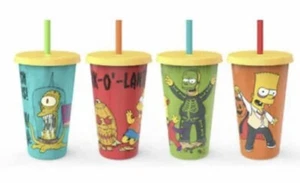 Zak The Simpsons 4-Pack Glow Tumbler Cups Halloween Edition 6.5" FAST - Picture 1 of 7