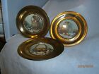 3 Vintage Made In England Solid Brass Wall Plates Fruit Scenes