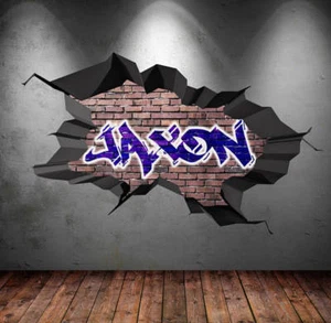 3D-Wandaufkleber Graffiti Name individuell personalisiert Vinyl zum Selbermachen Raumdekoration - Bild 1 von 5