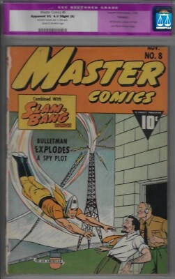 MASTER COMICS #8-CGC 4.0 (TRIMMED-GLUE ON SPINE) PRE WWII 1940 FAWCETT SUPERHERO - Image 1 of 2