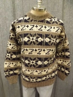 Não usado? Suéter pulôver de lã tricotado à mão quente grosso pesado tamanho M/L Nordic Lodge - Imagem 1 de 4